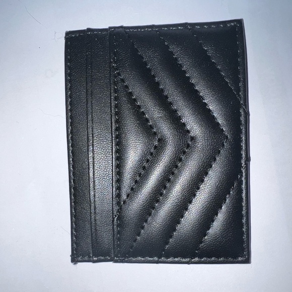 Quilted Black Leather Card Holder - Picture 2 of 3